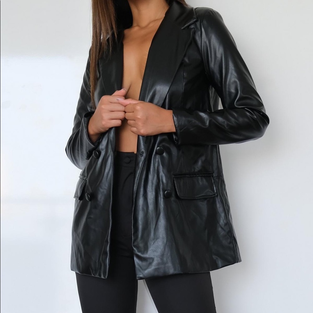 Oversized Leather Jacket Blazer